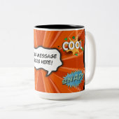 Comic Book Art Pop Benutzerdefinierter Text hinzuf Zweifarbige Tasse (VorderseiteRechts)
