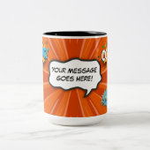 Comic Book Art Pop Benutzerdefinierter Text hinzuf Zweifarbige Tasse (Mittel)