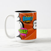 Comic Book Art Pop Benutzerdefinierter Text hinzuf Zweifarbige Tasse (Links)