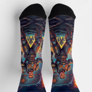 Comic-Book-Astronaut Galactic Grill Master Pop-Art Socken