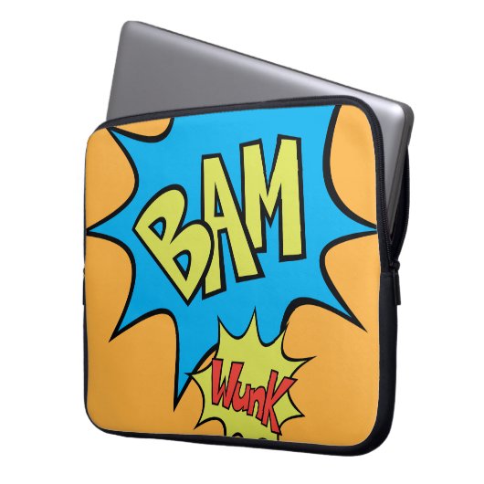 Comic Book "Bam" Ballon Laptopschutzhülle (Vorderseite Links)