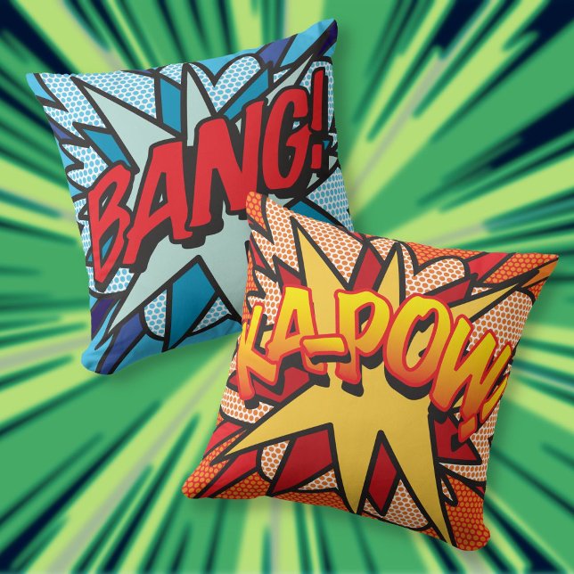 Comic Book BANG! KA-POW! Kissen (Modern Fun Comic Book BANG KA-POW Throw Pillow)