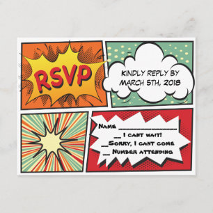 COMIC BOOK Bar Mitzvah Reply Card RSVP Karte