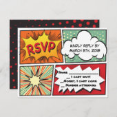 COMIC BOOK Bar Mitzvah Reply Card RSVP Karte (Vorne/Hinten)