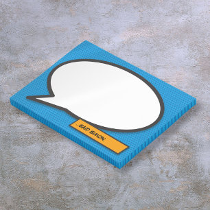 Comic-Book benutzerdefinierte Sprechblase Blau Post-it Klebezettel