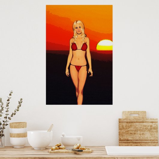 Comic Book Bikini Babe Poster (Küche)