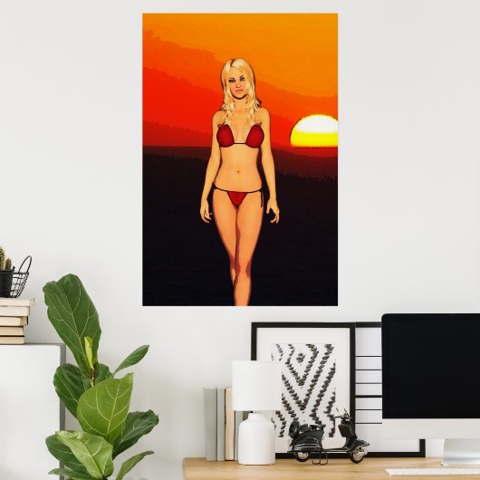 Comic Book Bikini Babe Poster (Heimbüro)