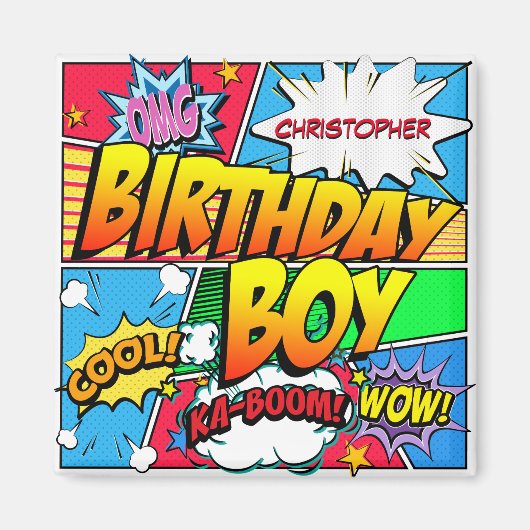 Comic Book Birthday Party Custom Magnet (Vorne)