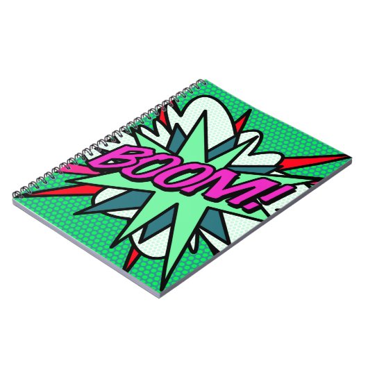 Comic Book BOOM Cool Spaß Moderner Notizblock (Linke Seite)