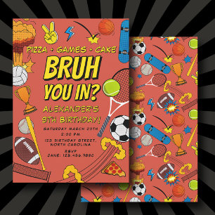 Comic Book Bruh Sportliche Sportbälle Geburtstag Einladung