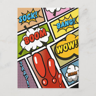 Comic-Book-Cartoon-Schriftarten! Postkarte