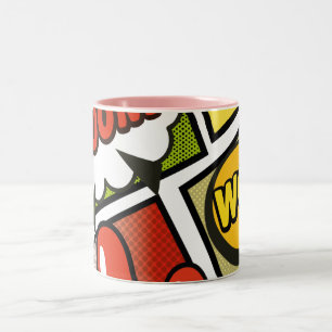 Comic-Book Cartoon-Schriftarten! Zweifarbige Tasse