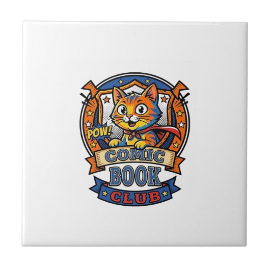 Comic Book Cat Cat Mom Geschenkidee - Comic Book C Fliese (Vorderseite)