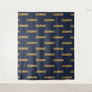 Comic Book Celebrate Pattern Navy Foto Hintergrund Wandteppich