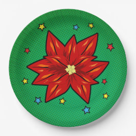 Comic Book Christmas Poinsettia Pappteller