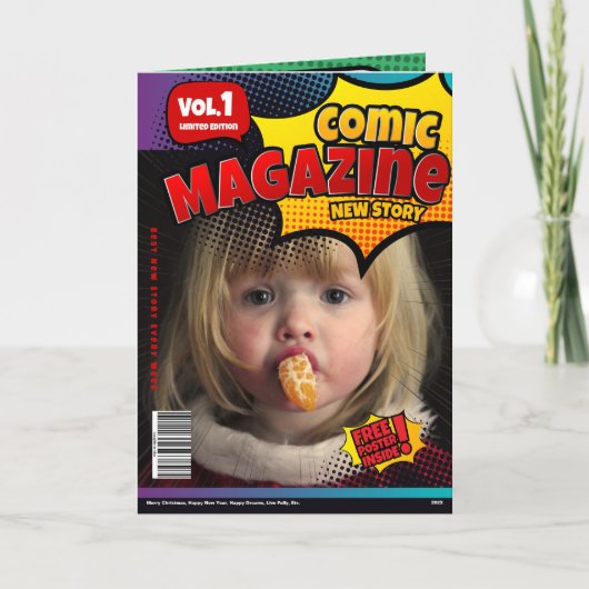 Comic Book Cover Foto Weihnachtskarte Karte (Vorderseite)