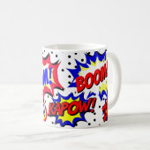 Comic Book Custom Speech Bubbles Black Dots Kaffeetasse (VorderseiteRechts)