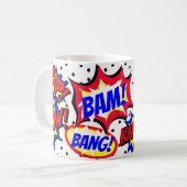 Comic Book Custom Speech Bubbles Black Dots Kaffeetasse (Vorderseite Links)