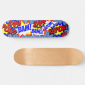 Comic Book Custom Speech Bubbles Black Polka Dots Skateboard (Horizontal)