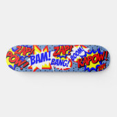Comic Book Custom Speech Bubbles Black Polka Dots Skateboard (Horizontal)