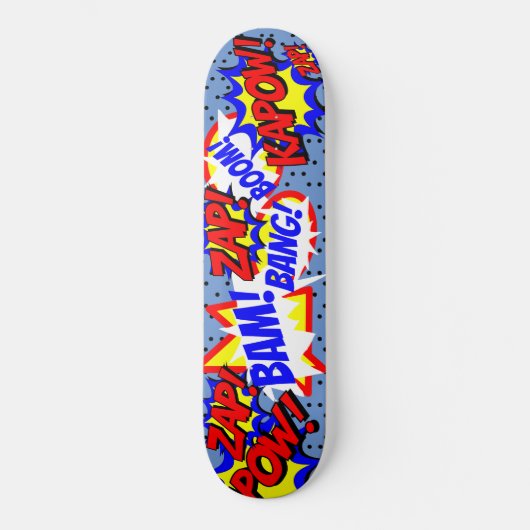 Comic Book Custom Speech Bubbles Black Polka Dots Skateboard (Vorderseite)