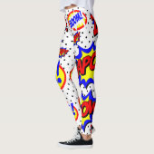 Comic Book Custom Speech Bubbles Color Bolt White Leggings (Links)