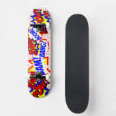 Comic Book Custom Speech Bubbles farbige Punkte Skateboard (Vorderseite)