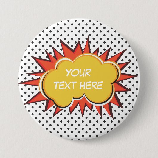 Comic Book Explosion Custom Text Bubble Button (Vorderseite)