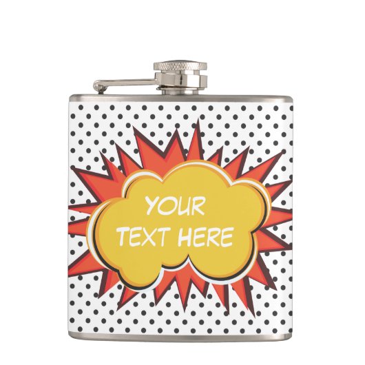 Comic Book Explosion Custom Text Bubble Flachmann (Vorderseite)