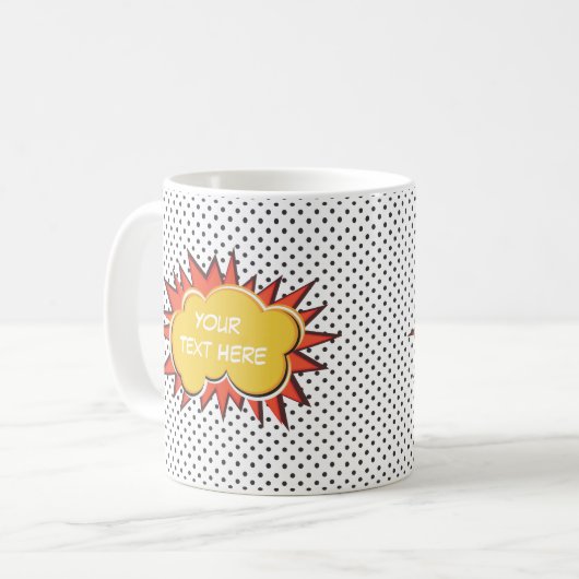 Comic Book Explosion Custom Text Bubble Kaffeetasse (Vorderseite Links)