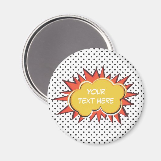 Comic Book Explosion Custom Text Bubble Magnet (Vorderseite/Rückseite)