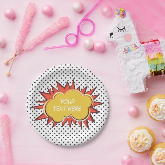 Comic Book Explosion Custom Text Bubble Pappteller (Party)