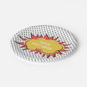 Comic Book Explosion Custom Text Bubble Pappteller (Schrägansicht)