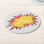 Comic Book Explosion Custom Text Bubble Runder Pappuntersetzer (Angewinkelt)