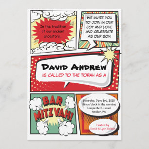 COMIC BOOK FANTASY Bar Mitzvah Einladung