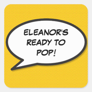 Comic-Book Fertig zum POP Baby-Shower Sprinkle Quadratischer Aufkleber