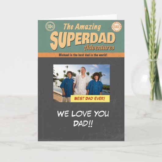 Comic Book Foto Card, Vatertag Geburtstag Karte (Vorderseite)