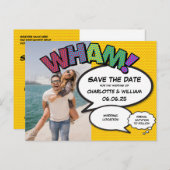 Comic Book Foto Save the Date Ankündigungspostkarte (Vorne/Hinten)