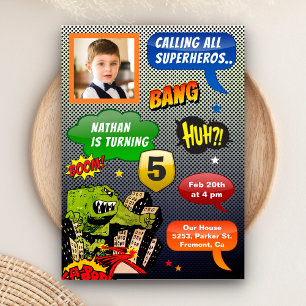 Comic-Book-Foto-Superhelden-Geburtstagsfeier Einladung