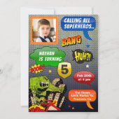 Comic Book Foto Superhero Geburtstagsparty Einladung (Vorderseite)