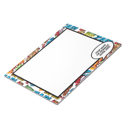 Comic Book Fun Speech Bubname Message Notizblock (angewinkelt)