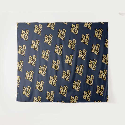 Comic Book Giggle Zone Text Navy Foto Hintergrund Wandteppich (Vorderseite (Horizontal))