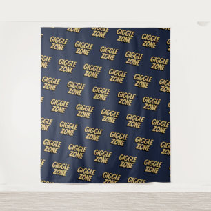 Comic Book Giggle Zone Text Navy Foto Hintergrund Wandteppich