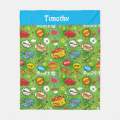 Comic Book Green Fleece Blanket (Vorderseite)