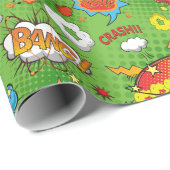 Comic Book Green Wrapping Paper Geschenkpapier (Rolleneckpunkt)