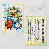 Comic book hippie baking ingredients bakery visitenkarte (Vorne/Hinten)