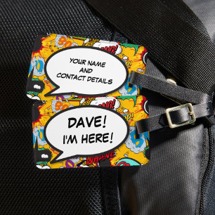 Comic-Book ICH BIN DA Lustig Coole Personalisierte Gepäckanhänger