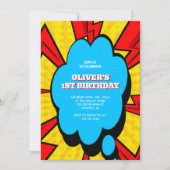 Comic Book Kid's 1. Geburtstag Einladung (Vorderseite)