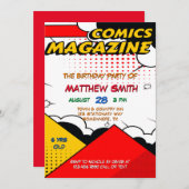 Comic Book Magazine Style Kindergeburtstag Party Einladung (Vorne/Hinten)