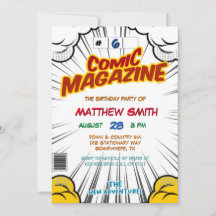 Comic Book Magazine Style Kindergeburtstag Party